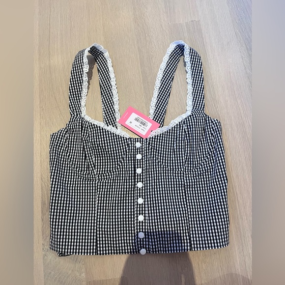 Edikted Gingham Bustier Corset Cotton Top - Picture 1 of 4